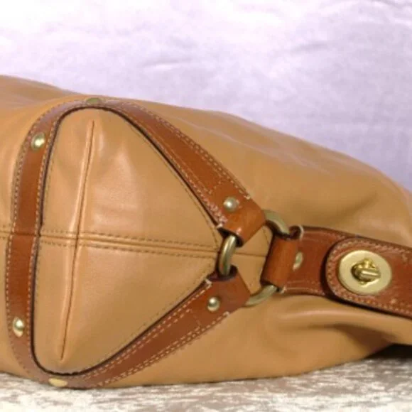 Coach Leather Hobo Shoulder Bag Tan Brown Brass Hardware NWOT - Picture 6 of 15